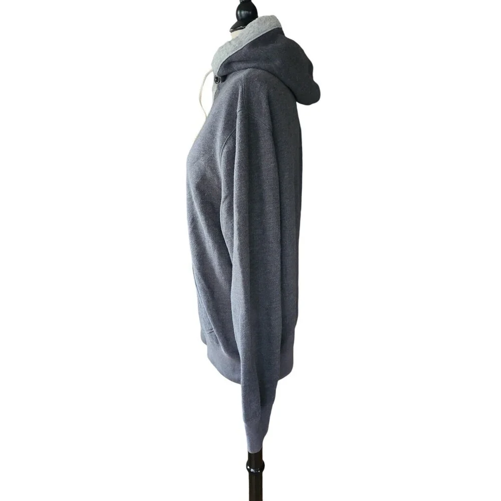 J. Crew Hoodie Mens Medium Authentic Fleece Gray Casual 4 Button Cotton Blend